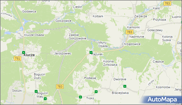 mapa Pazurek, Pazurek na mapie Targeo