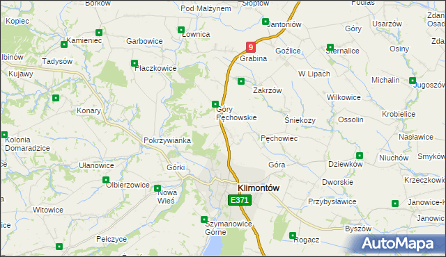 mapa Pęchów, Pęchów na mapie Targeo