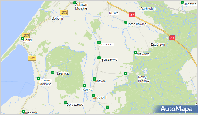 mapa Pęciszewko, Pęciszewko na mapie Targeo