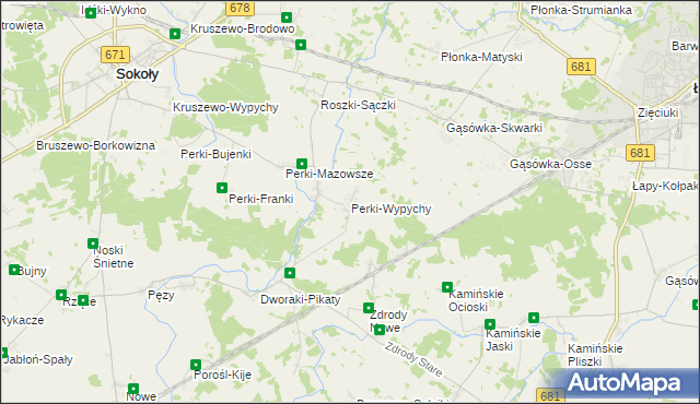 mapa Perki-Wypychy, Perki-Wypychy na mapie Targeo