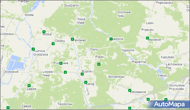 mapa Piaski gmina Koniecpol, Piaski gmina Koniecpol na mapie Targeo