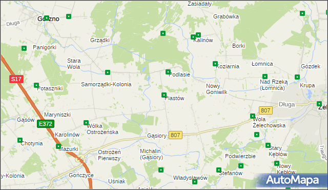 mapa Piastów gmina Żelechów, Piastów gmina Żelechów na mapie Targeo