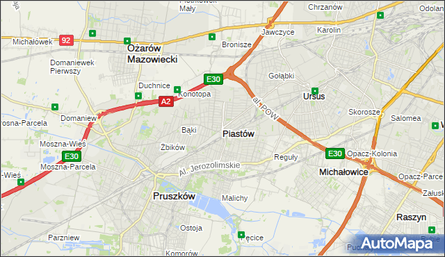 mapa Piastów powiat pruszkowski, Piastów powiat pruszkowski na mapie Targeo