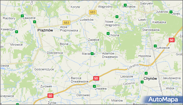 mapa Pieczyska gmina Chynów, Pieczyska gmina Chynów na mapie Targeo