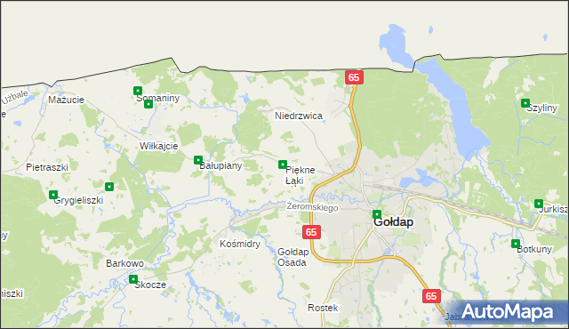 mapa Piękne Łąki, Piękne Łąki na mapie Targeo