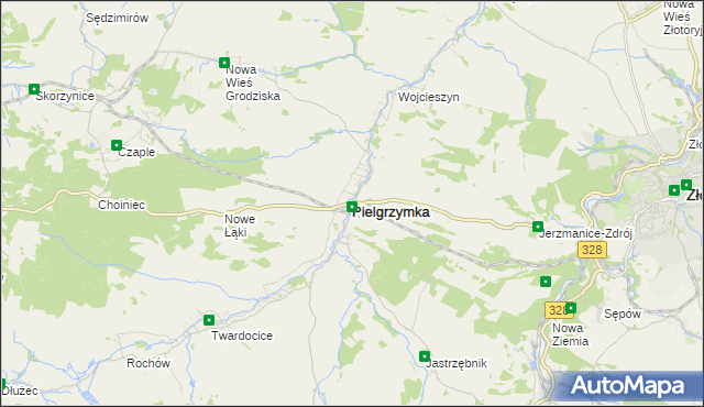 mapa Pielgrzymka powiat złotoryjski, Pielgrzymka powiat złotoryjski na mapie Targeo