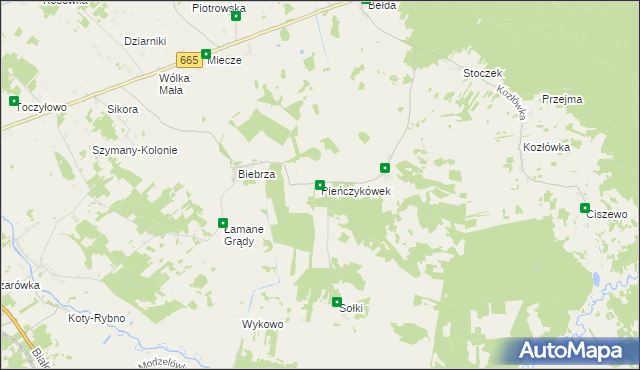 mapa Pieńczykówek, Pieńczykówek na mapie Targeo