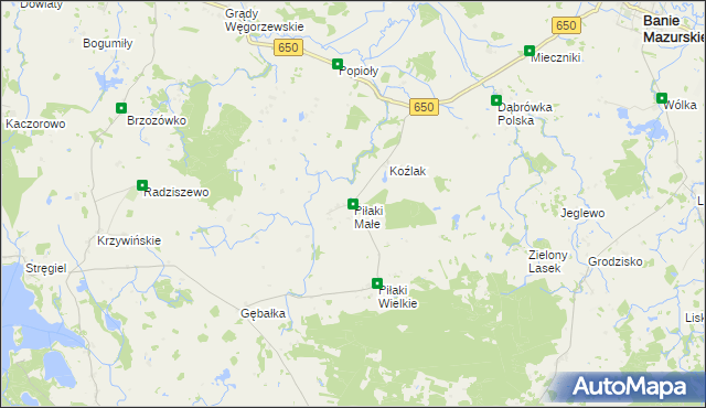 mapa Piłaki Małe, Piłaki Małe na mapie Targeo