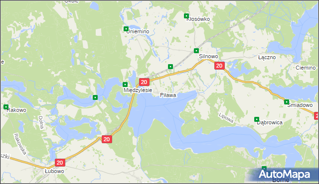 mapa Piława gmina Borne Sulinowo, Piława gmina Borne Sulinowo na mapie Targeo