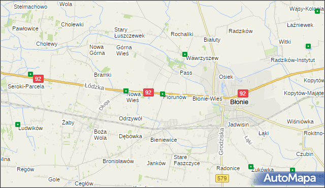 mapa Piorunów gmina Błonie, Piorunów gmina Błonie na mapie Targeo