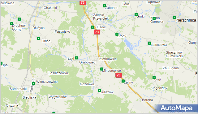 mapa Piotrkowice gmina Chmielnik, Piotrkowice gmina Chmielnik na mapie Targeo