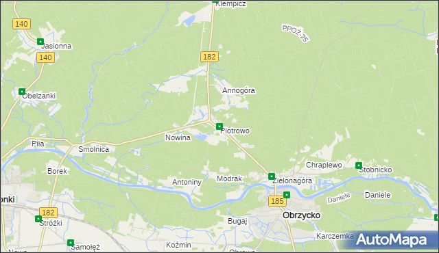 mapa Piotrowo gmina Obrzycko, Piotrowo gmina Obrzycko na mapie Targeo