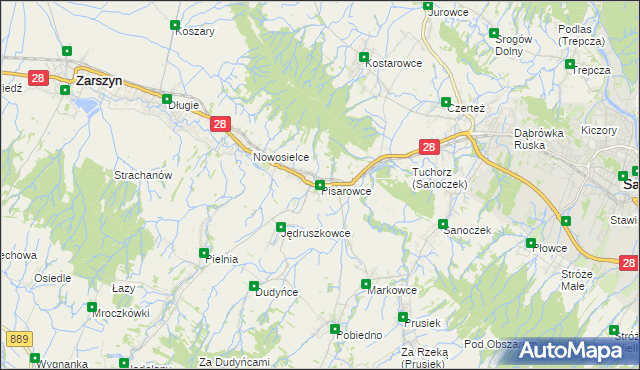 mapa Pisarowce, Pisarowce na mapie Targeo