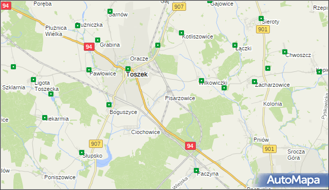 mapa Pisarzowice gmina Toszek, Pisarzowice gmina Toszek na mapie Targeo