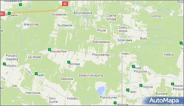 mapa Piskorzeniec, Piskorzeniec na mapie Targeo