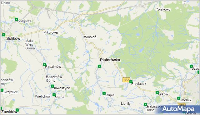 mapa Platerówka, Platerówka na mapie Targeo