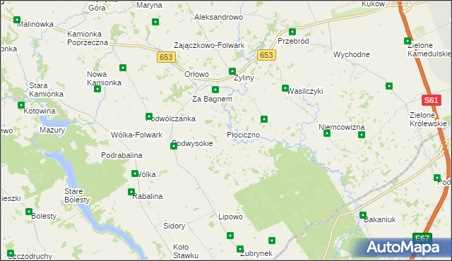 mapa Płociczno gmina Bakałarzewo, Płociczno gmina Bakałarzewo na mapie Targeo