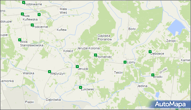 mapa Płomieniec, Płomieniec na mapie Targeo