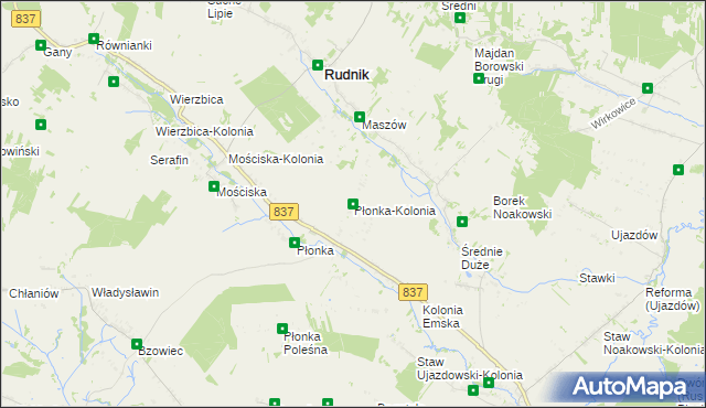 mapa Płonka-Kolonia, Płonka-Kolonia na mapie Targeo