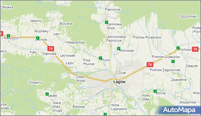 mapa Płucki, Płucki na mapie Targeo