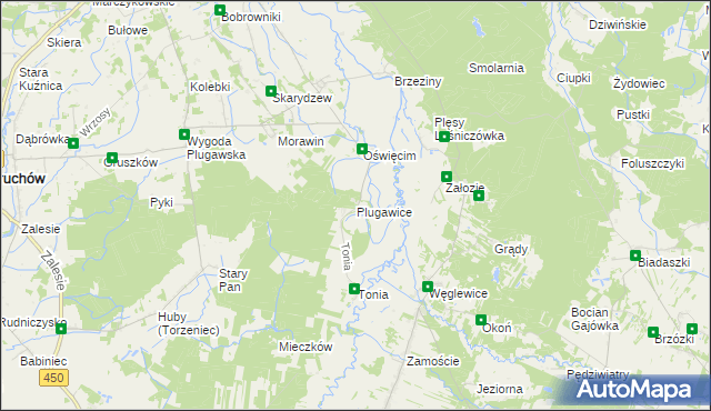 mapa Plugawice, Plugawice na mapie Targeo