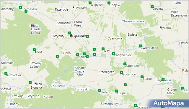 mapa Pluty gmina Brąszewice, Pluty gmina Brąszewice na mapie Targeo