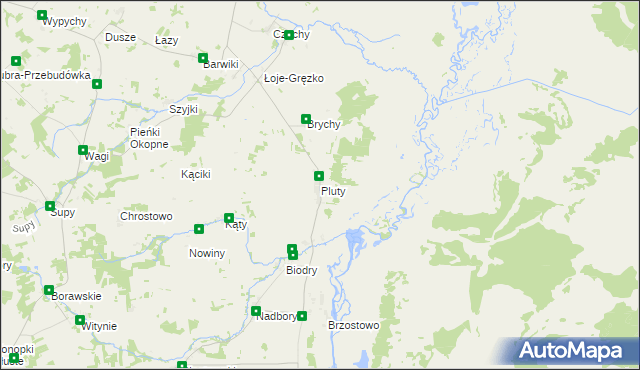 mapa Pluty gmina Jedwabne, Pluty gmina Jedwabne na mapie Targeo