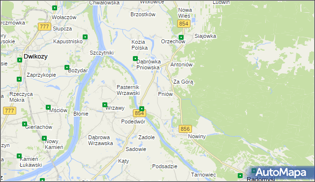 mapa Pniów gmina Radomyśl nad Sanem, Pniów gmina Radomyśl nad Sanem na mapie Targeo