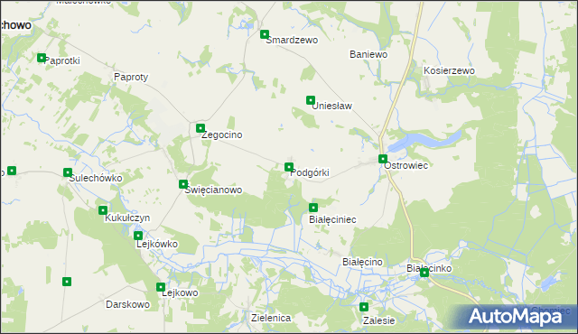 mapa Podgórki gmina Malechowo, Podgórki gmina Malechowo na mapie Targeo