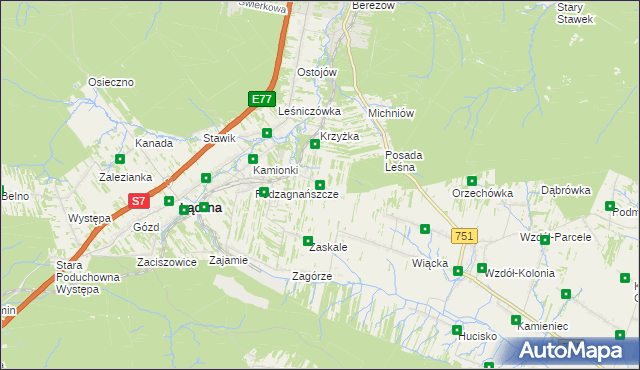 mapa Podłazie gmina Łączna, Podłazie gmina Łączna na mapie Targeo