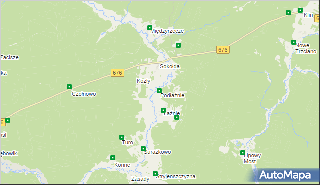 mapa Podłaźnie, Podłaźnie na mapie Targeo