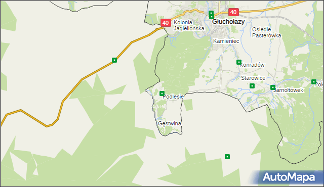 mapa Podlesie gmina Głuchołazy, Podlesie gmina Głuchołazy na mapie Targeo