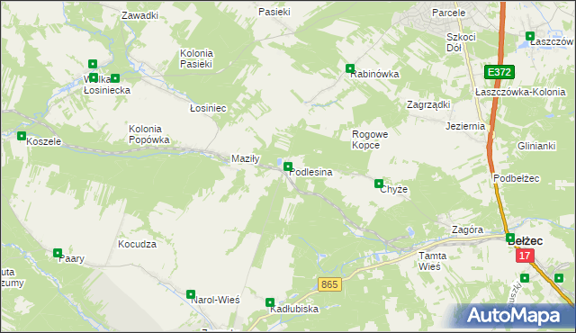 mapa Podlesina, Podlesina na mapie Targeo