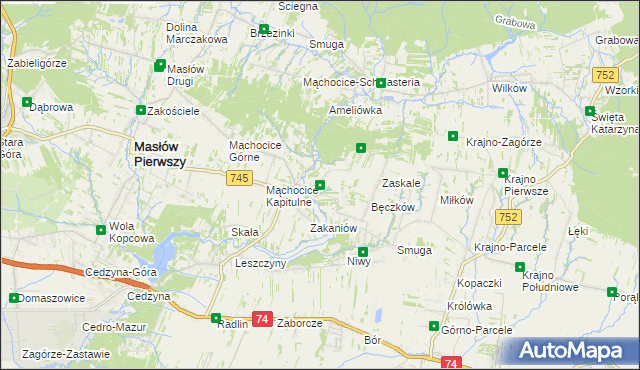 mapa Podmąchocice, Podmąchocice na mapie Targeo