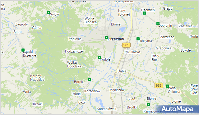 mapa Podole gmina Przecław, Podole gmina Przecław na mapie Targeo