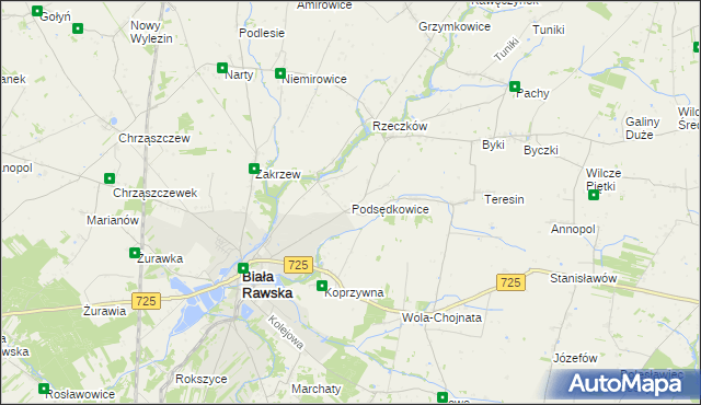 mapa Podsędkowice, Podsędkowice na mapie Targeo