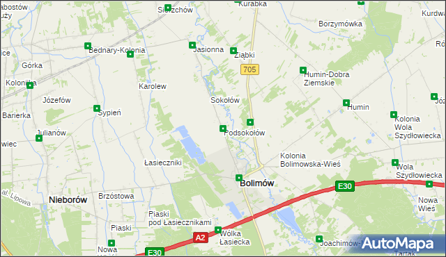 mapa Podsokołów, Podsokołów na mapie Targeo