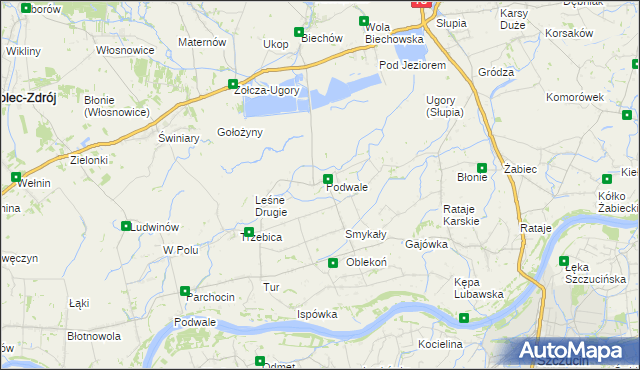 mapa Podwale gmina Pacanów, Podwale gmina Pacanów na mapie Targeo