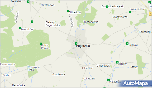 mapa Pogorzela powiat gostyński, Pogorzela powiat gostyński na mapie Targeo