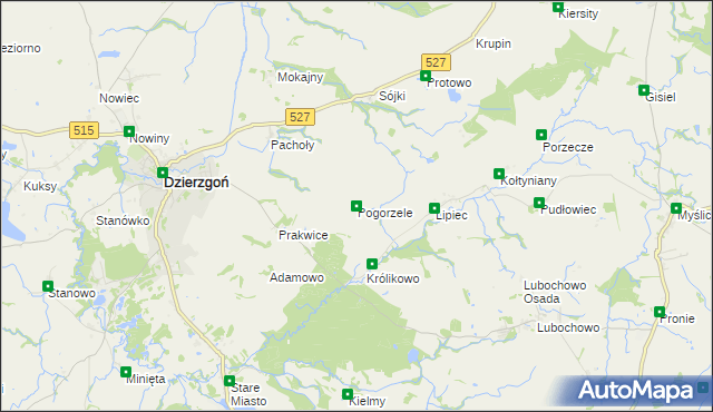 mapa Pogorzele gmina Stary Dzierzgoń, Pogorzele gmina Stary Dzierzgoń na mapie Targeo