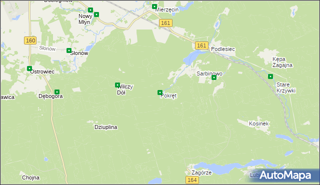 mapa Pokręt gmina Dobiegniew, Pokręt gmina Dobiegniew na mapie Targeo