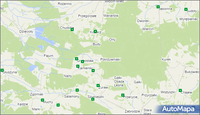 mapa Pokrzywniaki, Pokrzywniaki na mapie Targeo