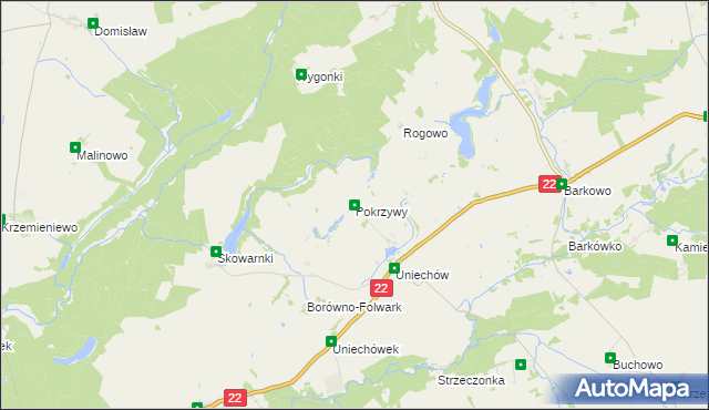 mapa Pokrzywy gmina Debrzno, Pokrzywy gmina Debrzno na mapie Targeo