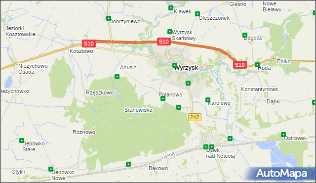 mapa Polanowo gmina Wyrzysk, Polanowo gmina Wyrzysk na mapie Targeo