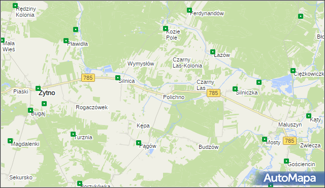 mapa Polichno gmina Żytno, Polichno gmina Żytno na mapie Targeo