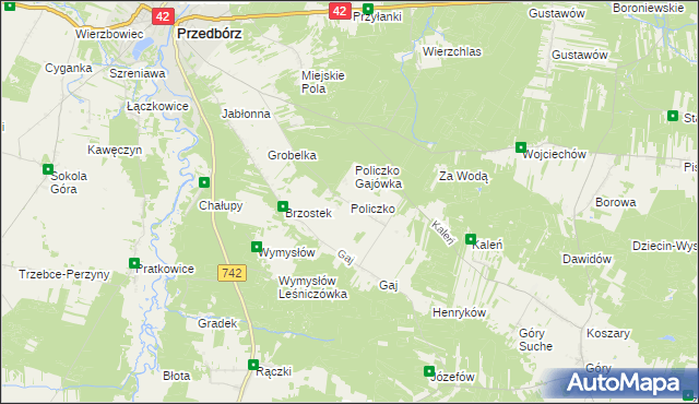 mapa Policzko, Policzko na mapie Targeo