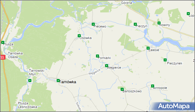 mapa Pomiarki, Pomiarki na mapie Targeo