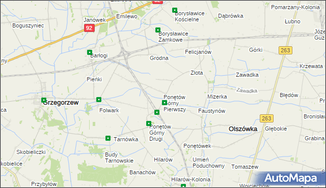 mapa Ponętów Górny Pierwszy, Ponętów Górny Pierwszy na mapie Targeo