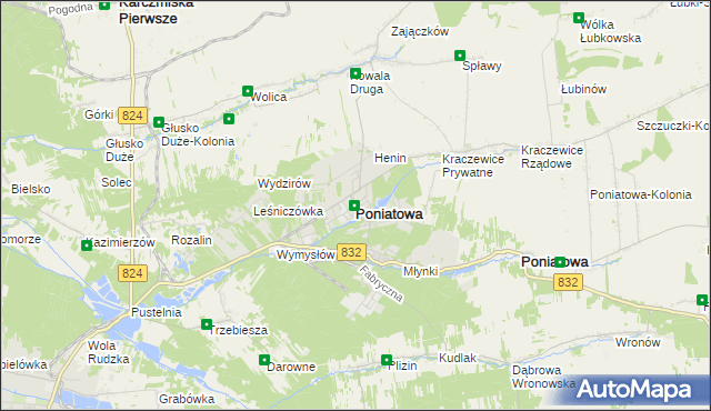 mapa Poniatowa powiat opolski, Poniatowa powiat opolski na mapie Targeo