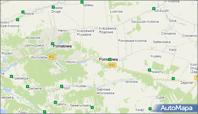 mapa Poniatowa powiat opolski, Poniatowa powiat opolski na mapie Targeo